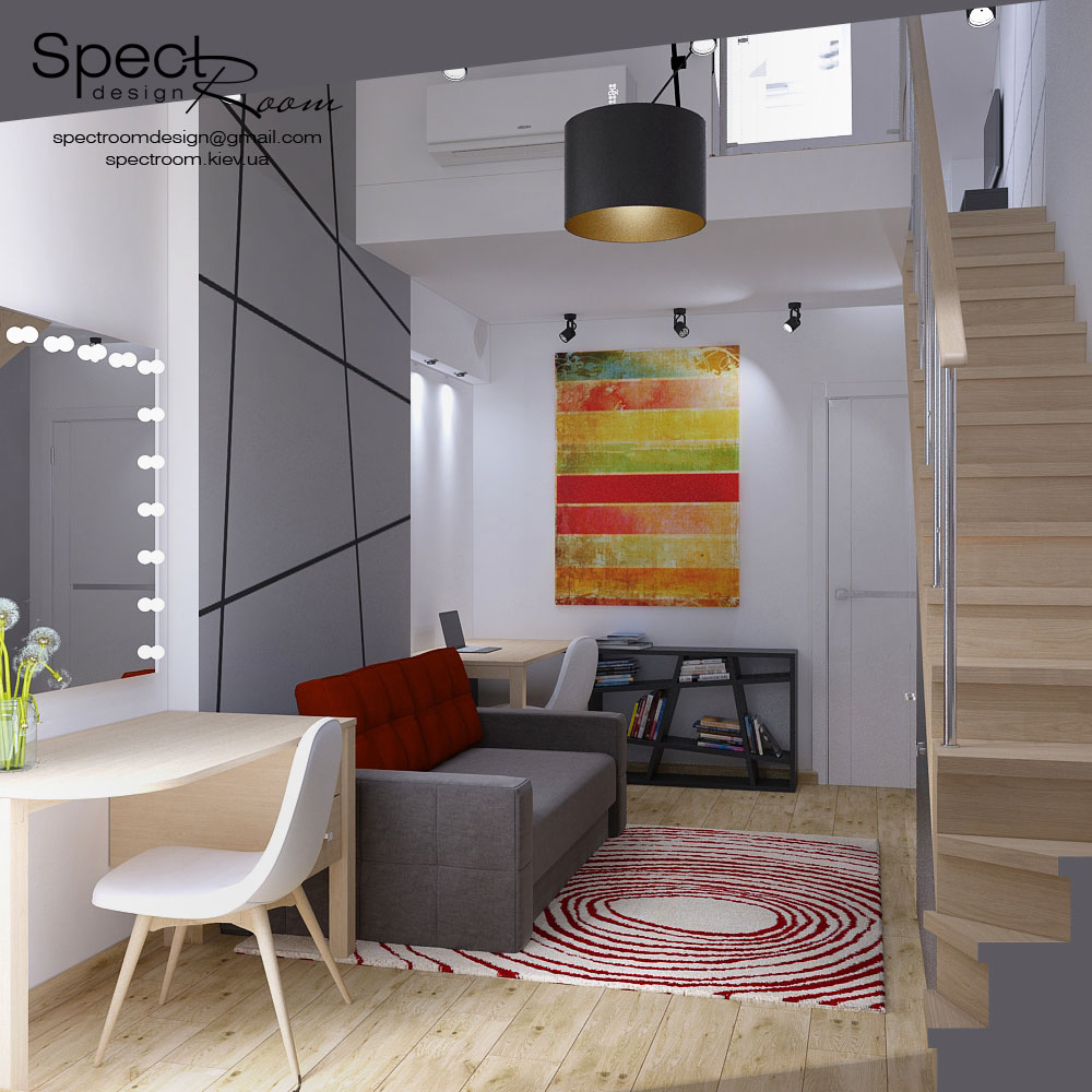 Дизайн інтер'єру квартири з мансардним поверхом  - Spectroom